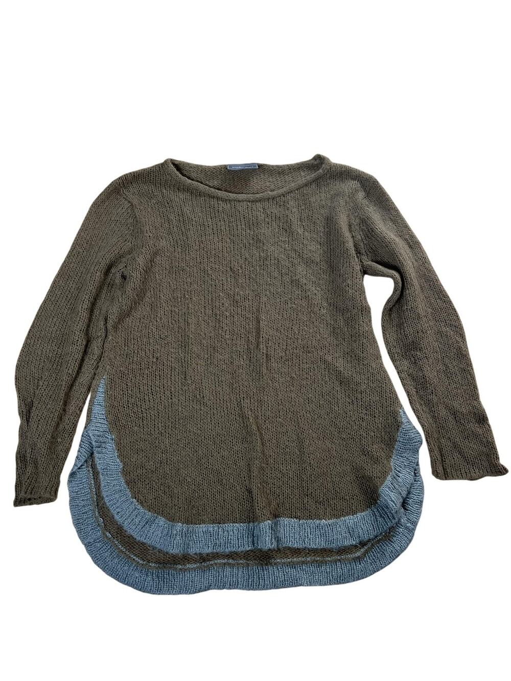 Wooden Ships Tunic Womens M/L Brown Boat Neck Knit Mohair Wool Relaxed Pullover